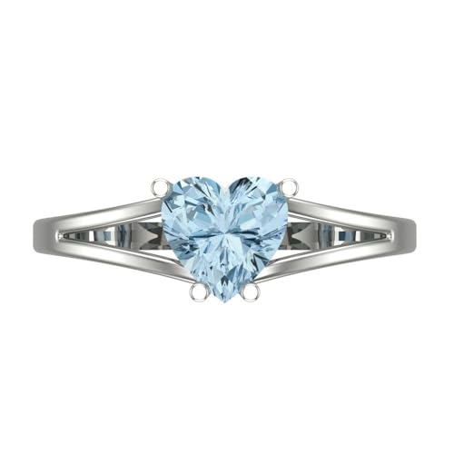 1.0 ct Heart Cut Natural Aquamarine 14k Yellow Gold Solitaire Wedding Engagement Bridal Promise Ring
