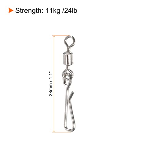 PATIKIL Fishing Rolling Swivel with Hanging Snap, 60 Pack 24lb Stainless Steel Fishing Terminal Tackle, Silver - Image 2