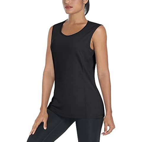 TACVASEN Yoga Vests Women Lightweight Workout Gym Tank Tops Running Sports Vests Base Layer Sleeveless T-Shirt Black Cover