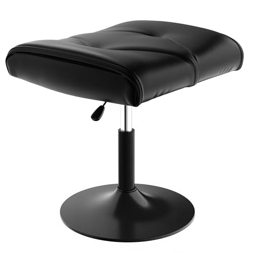 VECELO Foot Rest Under Desk Ottoman, PU Height Adjustable Footrest with Comfort Padding, Leg Rest for Desk for Relieving Leg Pain, Stiffness, and etc, Black