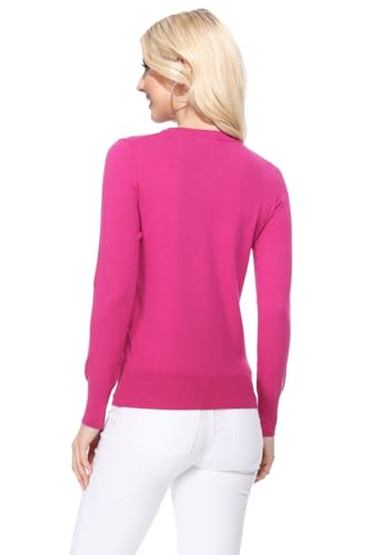 Image of YEMAK Women's Knit Sweater Pullover - Long Sleeve Crewneck Basic Classic Casual Knitted Soft Lightweight T-Shirt Top
