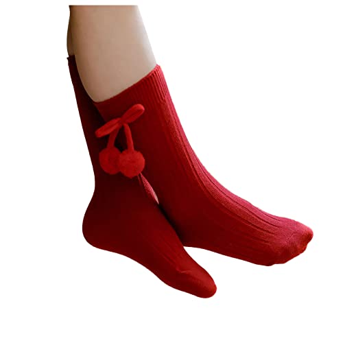 Toddler Kids Solid Girls Socks Mid-Calf Length Stockings Knee-High Baby Cotton Socks Non-Slip for Autumn Winter3