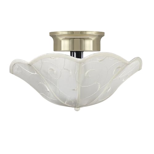 Image of Aspen Creative 52006 Ceiling Clip-on Lamp Shade, Transitional Design in Ivory with Vine Pattern, 13 inch Diameter x 5 inch Height