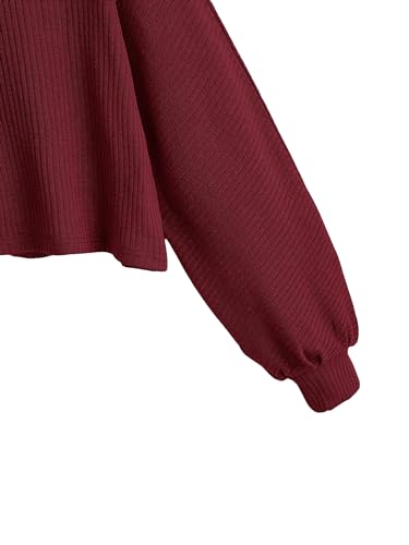 Image of SweatyRocks Women's Crewneck Long Sleeve Knit Crop Top Cropped Sweaters | Casual Raglan Sleeve Loose Lightweight Crop Sweater, Basic Classic, Fall Fashion Winter Clothes