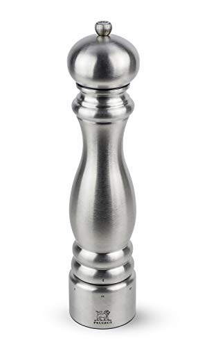 PEUGEOT - Paris Chef u'Select 30 cm Salt Mill + Rock Salt Included - Made of Stainless Steel - 6 Predefined Grind Settings - Made in France - Stainless Steel Colour