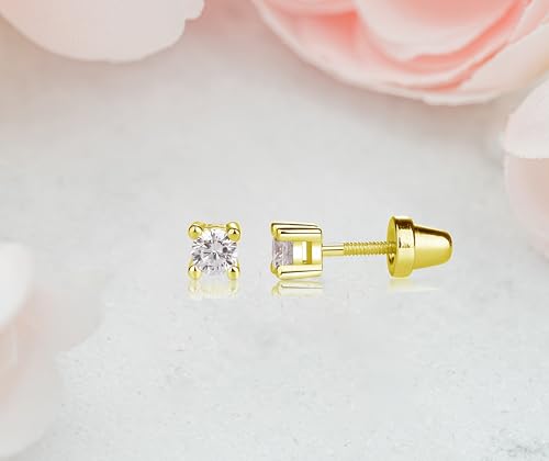 Cherished Moments Sterling Silver Round CZ Stud Earrings with Screw back4