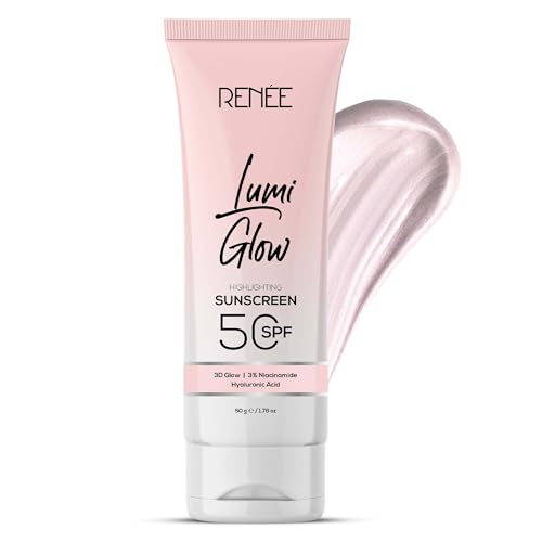 RENEE Lumi Glow Highlighting Sunscreen with SPF 50 | Lightweight & Non-Sticky | No White Cast | Protects against UVA-UVB | Radiant Finish - 50g