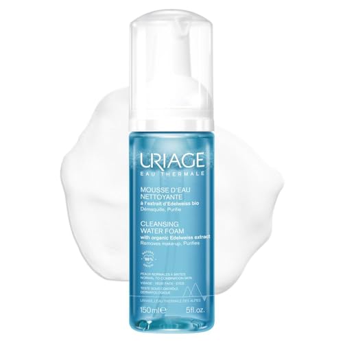 Uriage Limpiador Facial y Desmaquillante con Edelweiss Orgánico - Espuma Ultra-Suave y ligera, Limpiador con Aclarado - Elimina perfectamente el maquillaje, Deja la piel suave - Fragancia Floral.