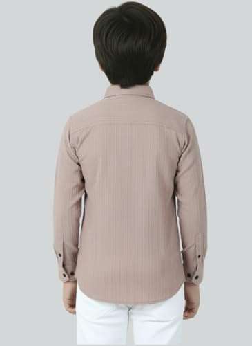 Image of Zilcon Boys Half & Half Long Sleeve Shirts Classic Collared Button-Down Tshirt Solid Cotton Letter Printed Kids & Junior Boys Shirt