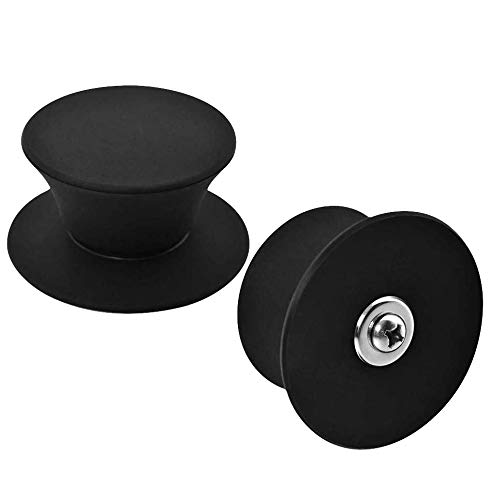 Pot Lid Knob Silicone Universal Pot Lid Cover Knob Handle Kitchen Cookware Lid Replacement Black 2Pcs Main Image