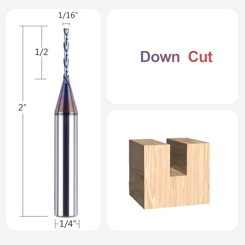 Spetool SP-D1/4-1/16-D-SPE-X 1/16 Inch Down Cut Cnc Router Bits 1/4 Inch Shank Carbide Spiral Downcut End Mill thumb #1