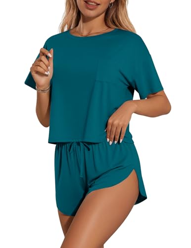 Image of Ekouaer Womens Pajama Sets Sexy Lounge Sets Side Split Short Pj Sets Cute Pjs 2 Piece Comfy Sleepwear Loungewear