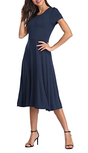 Urban CoCo Women's Floral Print Short Sleeve Flared Midi Dress3