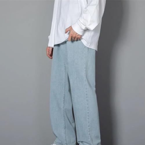Men's Casual Jeans Solid Color Long Denim Pants Four Seasons Straight Wide Leg Trousers Classic2