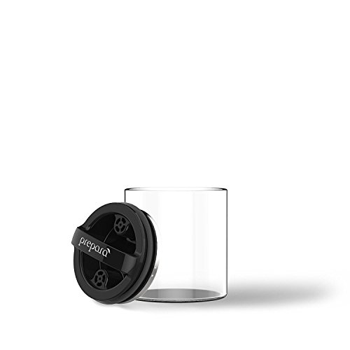 Prepara, Black Gloss handle, Evak Fresh Saver Airless Canister, Glass & Stainless, Small