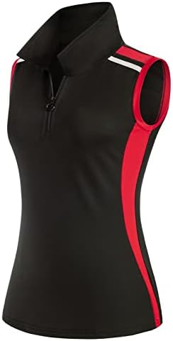 JACK SMITH Womens Sleeveless Golf Polo Shirt with Zip Collared Shirts for Women Quick Dry