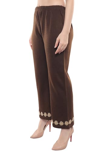 Image of Rosary Women's Woolen Winter Embroidered Kurta with Palazzo | Warm Ethnic Suit Set - 2 Piece Outfit