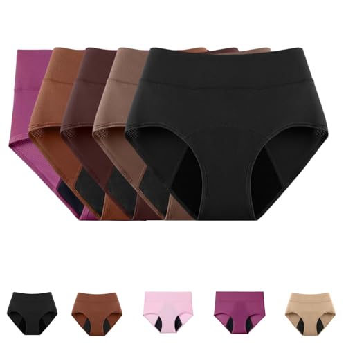 JohSahn Fluxe 100% Leak-Proof Underwear That Wont Let You Down for Women Leakproof Discreet Absorbent (Multicolor2 XX-Large)