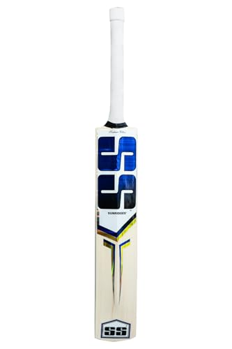 Image of SS Sky Stunner Kashmiri Willow Cricket Bat, 1200 Grams, Short Handle for Men, Premium Willow for Leather Ball, Lightweight, Strong Grip, Shock Absorption, Ideal for Professional Players