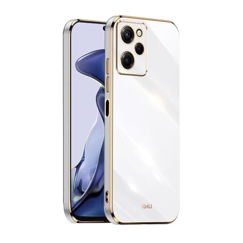 EASSGU Marco Electrochapado Funda para Poco X5 Pro 5G (6.67' Inches) Carcasa Protectora de Color de Silicona TPU Suave - Blanco