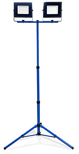 K•Power - Proyector de Chantier LED 2 x 50 W, 2 cabezales de pie telescópico, calidad profesional, 7500 lúmenes, impermeabilidad IP65 Cover