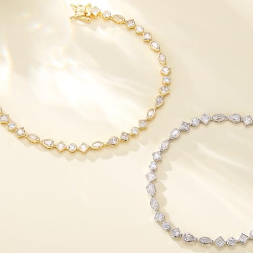 FANCIME Lumina Trio Tennis Bracelets 925 Sterling Silver 3mm Geometric Bracelet Charm Fine Jewelry Birthday Gifts for Women 7"2