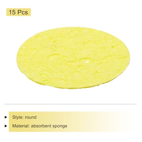 Image of MECCANIXITY 15PCS Soldering Sponge 50mm Round Yellow Cleaning Pad Welding Tip Iron Replacement for Cleaning Soldering Iron 1mm Natural Thickness 6mm Water Absorption Thickness