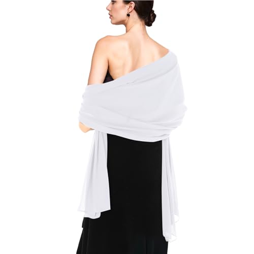 CIATBYYJ Chiffon Schal Stola, Sommer Chiffon Schal Damen, Formelle Elegante Schultertuch, Festlich Damen Halstuch für Abendkleider Brautkleider Sommer Hochzeit(Weiß) CIATBYYJ Chiffon Schal Stola, Sommer Chiffon Schal Damen, Formelle Elegante Schultertuch, Festlich Damen Halstuch für Abendkleider Brautkleider Sommer Hochzeit(Weiß)
