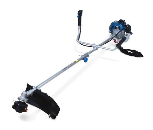 HYUNDAI Débroussailleuse Thermique 33 cm³, 1000 W, Démarrage Manuel, Largeur de Coupe 23 cm/44 cm, Lame 3 Dents, Harnais, Système Anti-Vibration,...