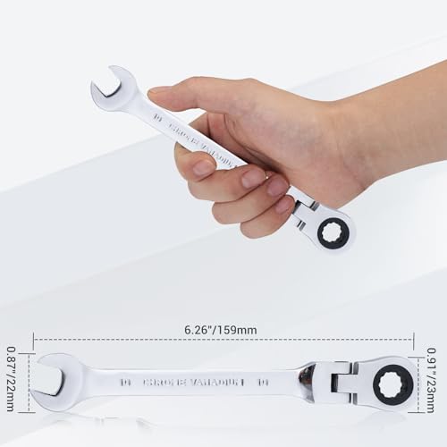 Miniatura 6 de Gedlex Carraca Pequeña 10mm, Acero Cromo Vanadio Llave Carraca Flexible 180 Y Llaves Fijas De Horquilla 15 , Resistente Al Desgaste, Resistente Al Deslizamiento, Resistente A La Oxidación