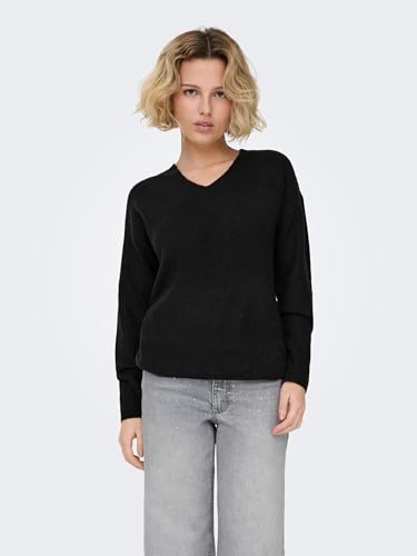 ONLY Damen ONLCAMILLA V-Neck L/S Pullover KNT 15204588, Schwarz,M – Ansicht 2