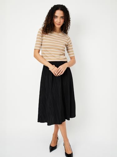 Max Women's Cotton Polyester Elastane Striped Regular Fit T-Shirt
