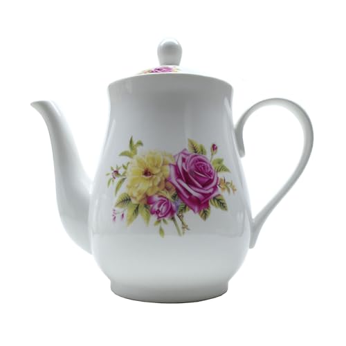 Image of European Style Porcelain Teapot, Coffee Tea Water Pot Vintage Ceramic Kettle (50oz)