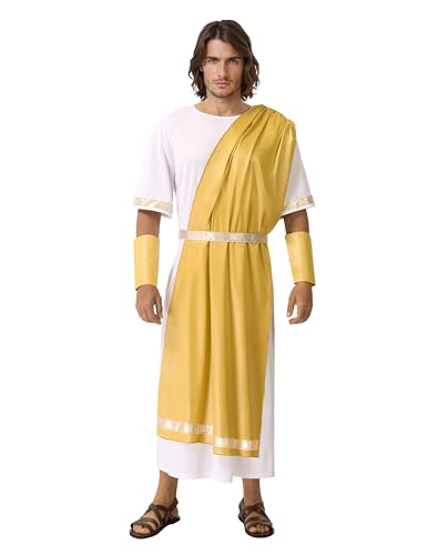 Spooktacular Creations Halloween Toga Costume Men, Adult Greek God Roman Deluxe Outfit, Classic Toga Dress for Dress Up Holiday Themed Cosplay Parties(Medium)