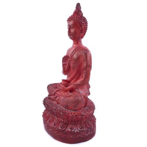 Estatua Buda Sentado Resina Roja 6.7 " miniatura 2