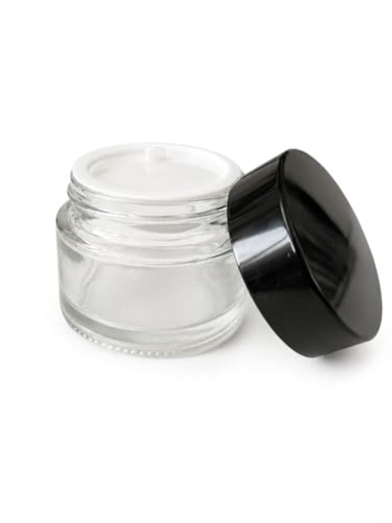 Clear Glass Cosmetic Jars with Black Lids, Pack of 3