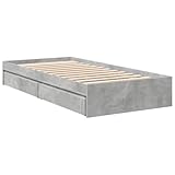 VidaXL Cama Individual Con Cajones de Madera de Ingeniería - Gris Hormigón 90x190 cm - Estructura Con Almacenaje