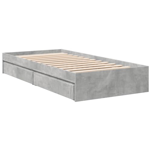 VidaXL Cama Individual Con Cajones de Madera de Ingeniería - Gris Hormigón 90x190 cm - Estructura Con Almacenaje