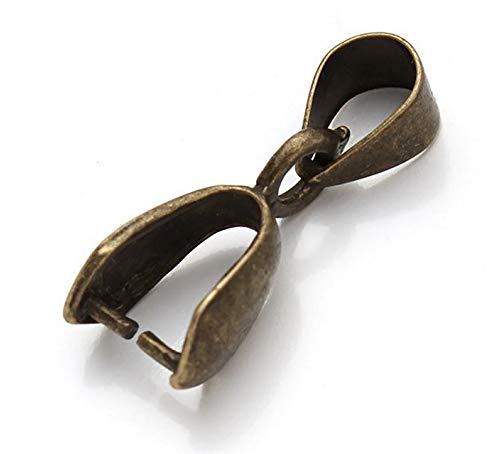 50pcs Pendant Clasp Pinch Bail Clip Jewelry Bale 20mm Connector Tarnish Resistant Antique Bronze for DIY Craft Jewelry Making CF75-3