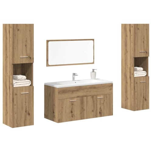 Nqyjm Juego de muebles de baño de madera de roble Artisan, 4 unidades, armario de almacenamiento para cuarto de baño, cocina, lavadero LH6958233