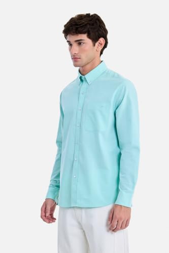 Image of SNITCH Men Formal Shirt | Regular Fit Long Sleeve Button-Down Collar Solid Style | 100% Cotton & Breathable Oxford Fabric for Office, Special Events & Smart Casual Wear