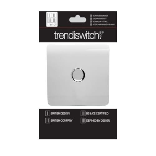 Trendi Artistic Modern Glossy Tactile 1 Gang 2 Way 120w LED Dimmer switch Ice White - Image 3