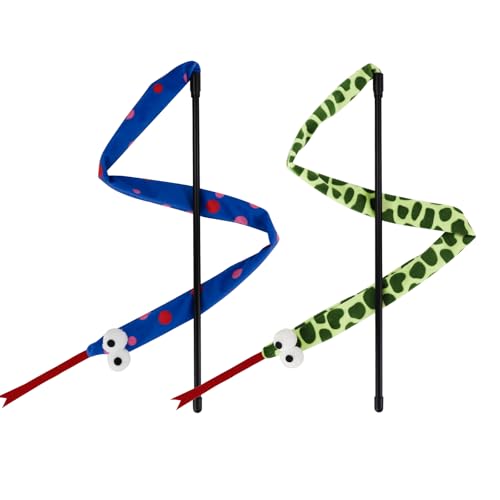 Andiker 2 juguetes para gatos, 44 en peluche, juguete de serpiente, con papel de sonido largo, ligero, portátil, juguete interactivo para gatos y gatitos de interior