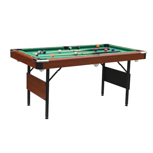 Folding Pool Table, Portable Billirad Table, Space-Saving Entertainment Game Table for Family Game Rooms, Gym, Office (Green)