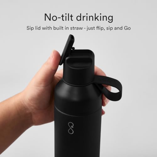 Image of Ocean Bottle - Recycled Stainless Steel Go Water Bottle - Eco-Friendly & Reusable Bottle - Obsidian Black - 17 oz