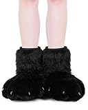BNLIDES Cosplay Tier Katze Wolf Hund Fuchs Fursuit Füße Pfote Klaue Schuhe Pelzstiefel Kostüm Zubehör für Erwachsene, schwarz/pink, Free Size