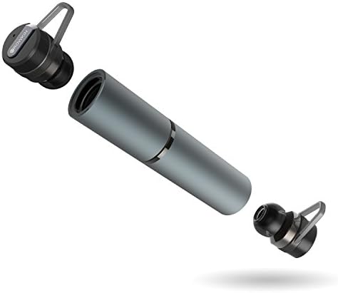 Rowkin Bit Stereo w/earhooks True Wireless Earbuds w/Charging Case. Bluetooth Headphones, Smallest Hands-Free in-Ear Earphones Headsets w/Mic & Noise Reduction for Android and iPhone (Space Gray)