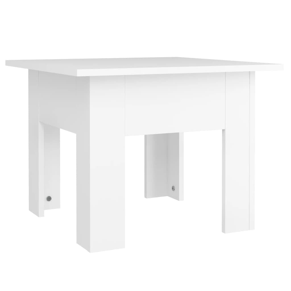 Mesa de centro blanca 55 x 55 x 42 cm, moderna mesa auxiliar de madera, mesa cuadrada de salón para bebidas, aperitivos y decoración, fácil de limpiar