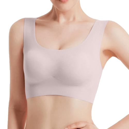 Sujetadores deportivos para mujer, talla grande, sin costuras, transpirable, para dormir, para uso diario, sin relleno, cómodo, para yoga, correr, deportes, fitness, rosa, L