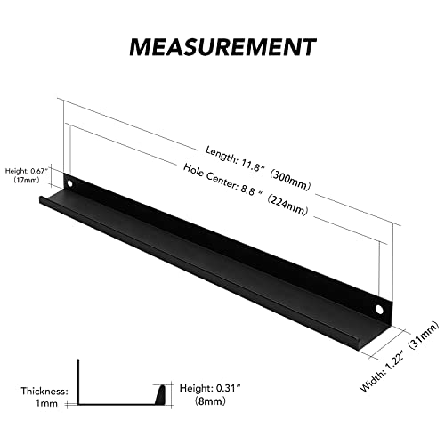 Image of Ravinte 1 Pack Finger Pulls for Cabinets 300mm /11.81 inch Length Black Pulls